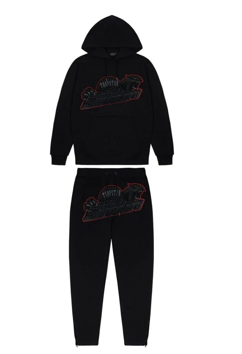 Trapstar Shooters Hoodie Tracksuit Black/Red - INSTAKICKSZ LTD